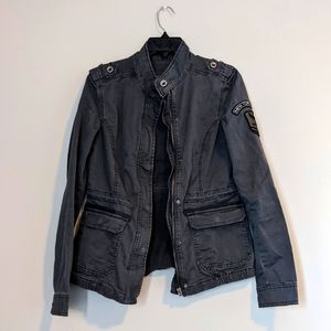Aeropostale New York City Military Patch Fitted Bomber Jacket